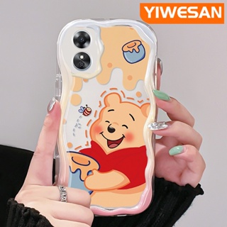 เคสโทรศัพท์มือถือแบบนิ่ม ใส กันกระแทก ลายการ์ตูนหมีน้ําผึ้ง สีครีม สําหรับ OPPO A17 A17K