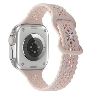 สายนาฬิกาข้อมือยางซิลิโคน สําหรับ Apple Watch Ultra 2 Series 9 8 7 6 5 4 SE 3 Iwatch 44 มม. 49 มม. 41 มม. 45 มม. 40 มม. 38 มม. 42 มม.