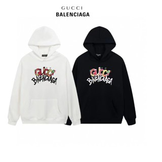 Gucci×balenciaga เสื้อกันหนาว มีฮู้ด พิมพ์ลายตัวอักษร สีสันสดใส สําหรับผู้ชาย คู่รัก ของแท้ 100%