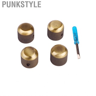 Punkstyle Guitar Knob Hat Kit  Decorative Lightweight Robust 4Pcs Metal with 1 Slot Screwdriver for Maintenance