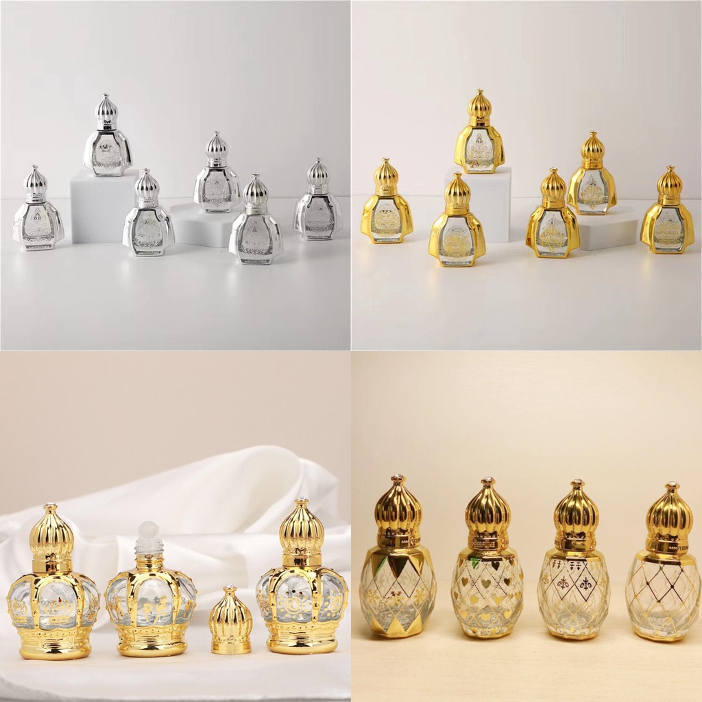 ขวดแก้วเปล่า ใส่เครื่องสําอาง น้ําหอม รูปมงกุฎ สีทอง ขนาดเล็ก 8 มล. 5 มล. 10 มล. แบบพกพา หรูหรา