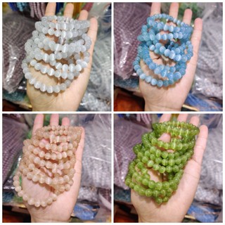 สร้อยข้อมือ ประดับลูกปัดคริสตัลโอปอลธรรมชาติ สีโปร่งใส