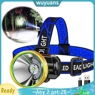 Wuyuans ไฟฉายคาดศีรษะ Led แบบพกพา ชาร์จไฟได้ กันน้ํา สว่างพิเศษ สําหรับตกปลา เดินป่า