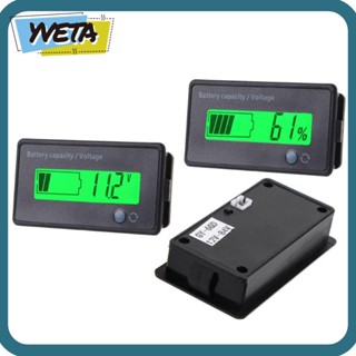 Yveta เครื่องวัดแรงดันไฟฟ้าแบตเตอรี่ DC 12-72V หน้าจอ LCD ความแม่นยําสูง