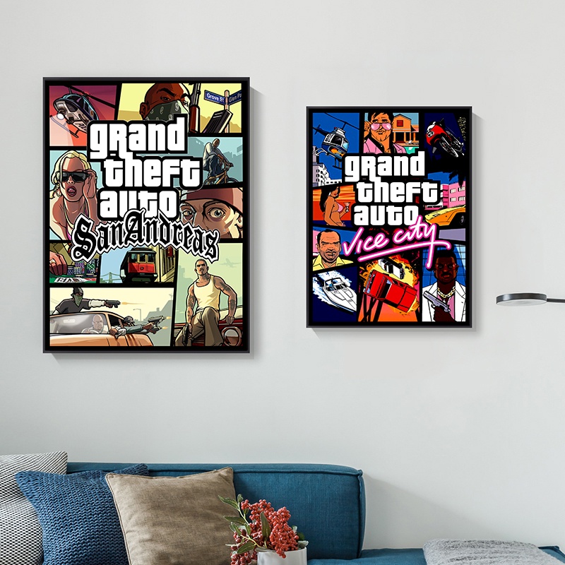 โปสเตอร์ภาพวาดผ้าใบ ลายเกม Grand Theft Auto GTA 5 สไตล์โมเดิร์น สําหรับตกแต่งผนังบ้าน ห้องนั่งเล่น