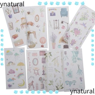 Ynatural สติกเกอร์กระดาษวาชิ ลายดอกไม้ หลากสี สําหรับตกแต่งอัลบั้ม DIY