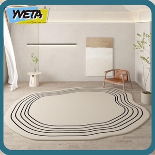Yveta พรมปูพื้น ผ้าวูลเทียม ทรงวงรี แบบหนา ทรงสี่เหลี่ยม สําหรับห้องนั่งเล่น