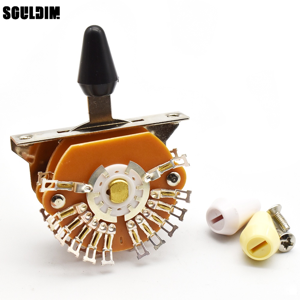 กีตาร์ 5 ทิศทาง 24 ขา Super Switch Pickup Selector Super 4 เสาเวเฟอร์คู่สําหรับ Strat/Tele Guitars พร้อมปลายสีดํา/งาช้าง/ขาว