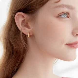 Vnox ต่างหูห่วง ชุบทอง 18K ประดับเพทาย สีขาว สําหรับผู้หญิง