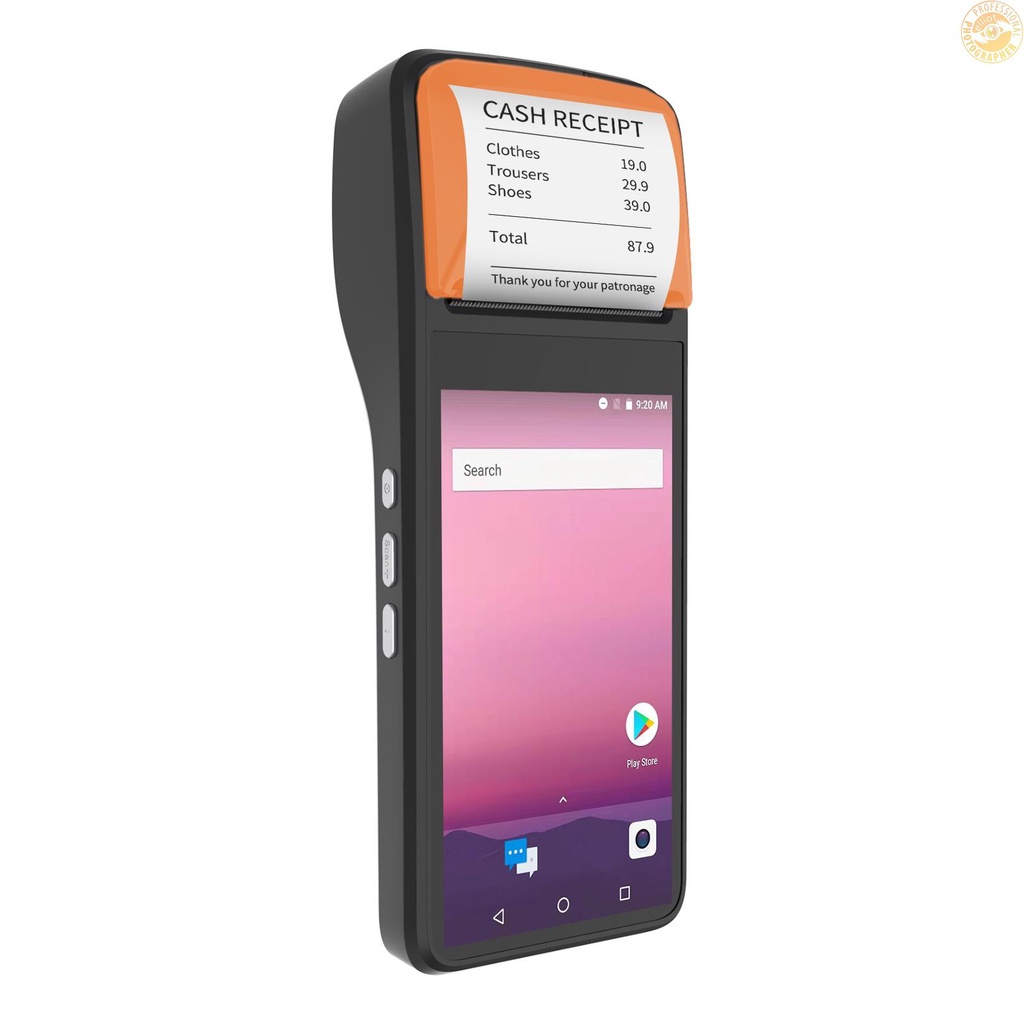 Aibecy เครื่องพิมพ์ใบเสร็จ PDA แอนดรอยด์ 7.1 อ่านบาร์โค้ด 1D 2D พร้อมกล้องทัชสกรีน 5.0 นิ้ว รองรับ 4G WiFi BT GPS สําหรับร้านอาหาร ร้านค้าปลีก Elt
