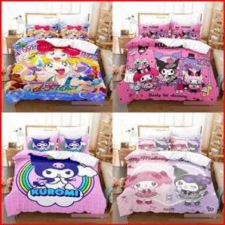 Yb1 ชุดเครื่องนอน ผ้าห่ม ผ้านวม ลาย Hello Kitty Kuromi Pompom Purin 3in1 ซักทําความสะอาดได้ ใส่สบาย BY1