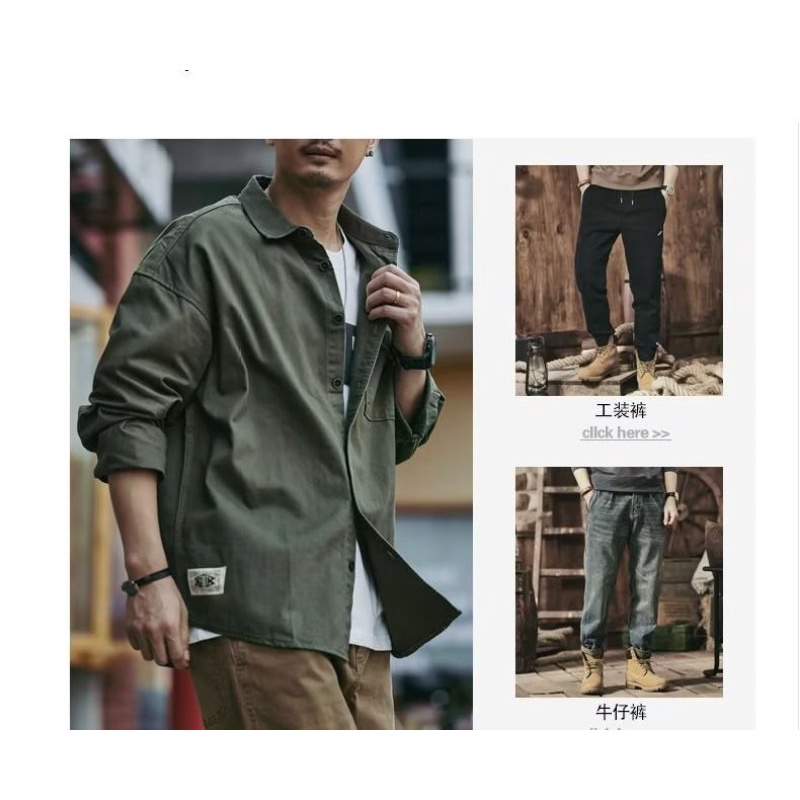 เสื้อแจ็กเก็ตคาร์โก้ แขนยาว ทรงหลวม ขนาดใหญ่ สไตล์อเมริกันวินเทจ สําหรับผู้ชาย ไซซ์ M - 8XL