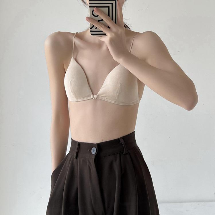 เสื้อใน ชุดชั้นใน สตรีติดกระดุมด้านหน้า สไตล์เกาหลีบางเฉียบ  สายสปาเก็ตตี้ ชุดชั้นในเซ็กซี่ไม่มีแหวนเหล็ก ดันขึ้น#9677 - รูปที่ 2