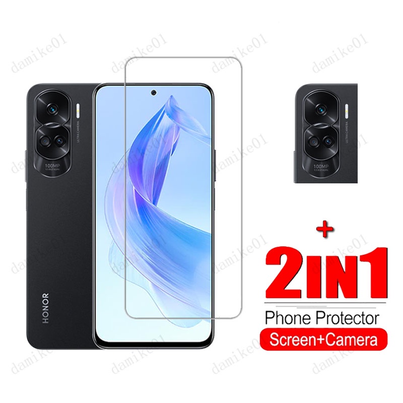 HONOR X7a ฟิล์มกระจกนิรภัยสําหรับ HONOR X8a X9 X8 5G X7 X6 X5 2 in 1 เลนส์กล้องกระจกป้องกันหน้าจอ
