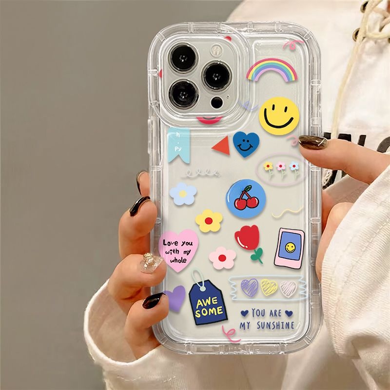 Yiki|เคสโทรศัพท์มือถือแบบนิ่ม TPU ใส ลายหน้ายิ้ม สีเหลือง สําหรับ OPPO Find X6 Pro X6 X5 Pro X5 Lite X5 X3 Pro X3 F21S F21 Pro F19 F17 Pro F12 F11 Pro F11 F9 Pro