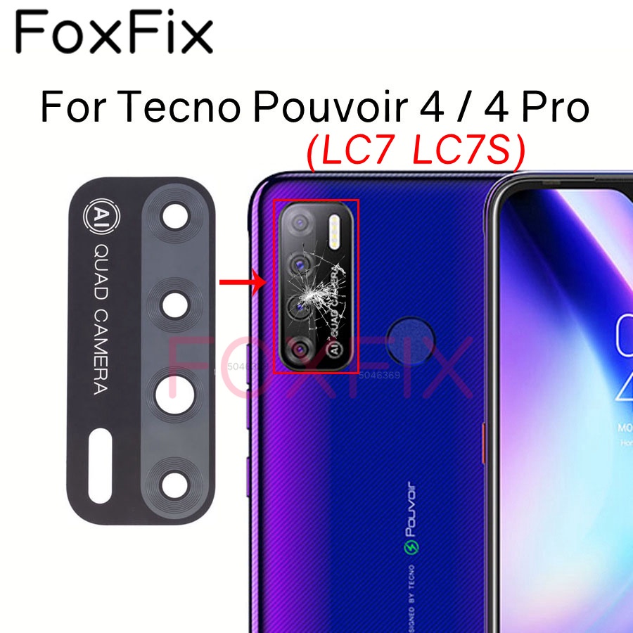 เลนส์กล้องด้านหลัง พร้อมสติกเกอร์กาว แบบเปลี่ยน สําหรับ Tecno Pouvoir 4 Pro Pouvoir4 LC7 LC7S LC8
