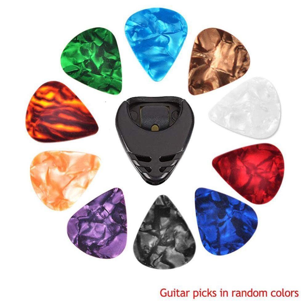 SOMEDAY 10PCS Guitar Picks & Guitar Pick Holder, Random Color Stick-on Holder Acoustic Guitar Pick, Guitar Paddle Amber Artistic 0.46/0.71/1.0MM Finger Guitar Pick Ukulele ราคา ถูกที่สุด ดีลบีเคเค แกลเลอรีภาพที่ 3