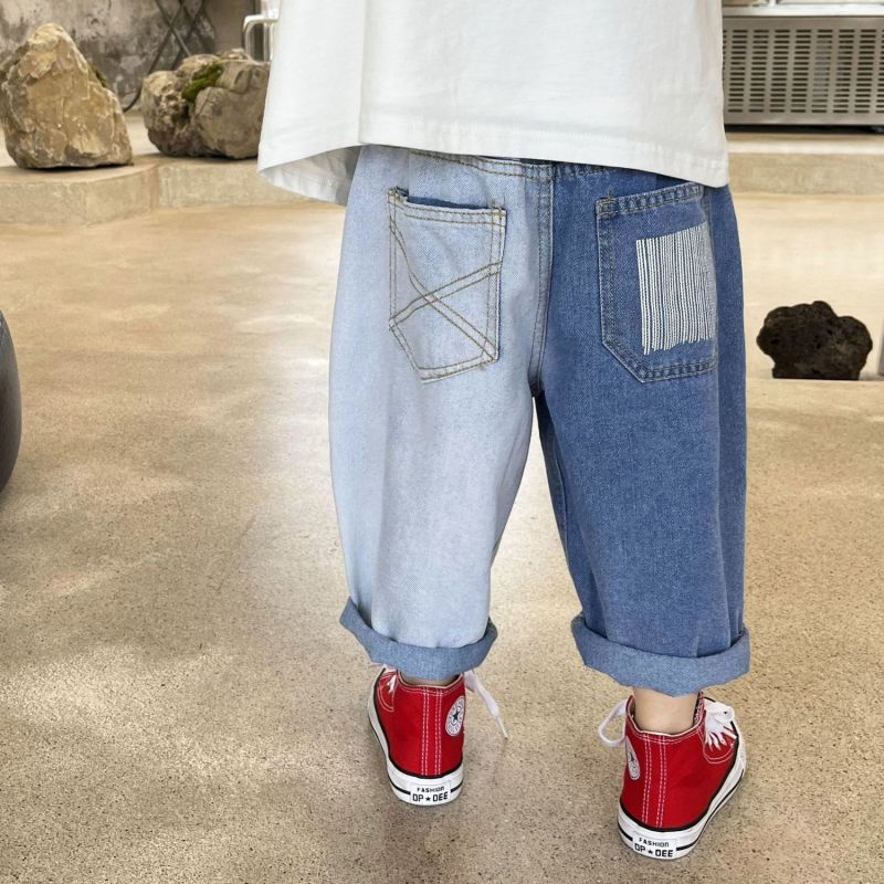 【Boy Pants】กางเกงยีนขายาว เอวยางยืด ทรงหลวม สไตล์เกาหลี สําหรับเด็กผู้ชาย (1-10 ปี)
