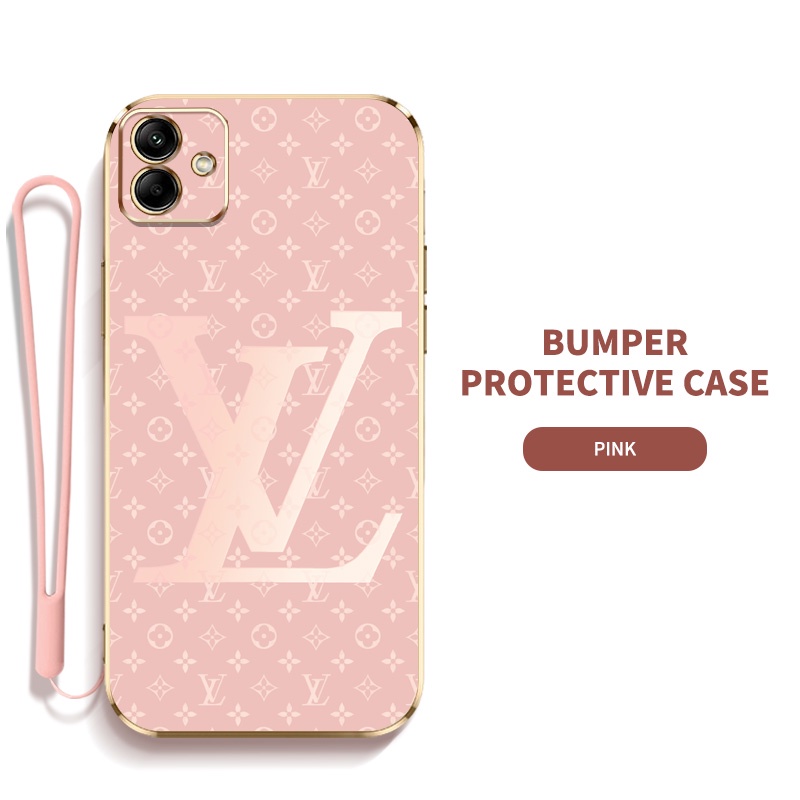Ybd LV ซิลิกาเจลเคสโทรศัพท์สําหรับ Samsung Galaxy A06 A05 A05S A04 A04E A042F Lanyard สําหรับปลอกบางพร้อมการป้องกันเลนส์