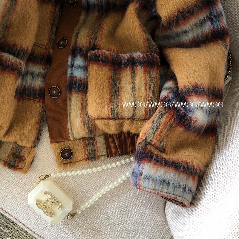 ทวีดแจ็คเก็ตผู้หญิงฤดูใบไม้ร่วงฤดูหนาวออกแบบ ซอก แจ็คเก็ตอ่อนโยนสไตล์ขี้เกียจลายสั้นหนาเบาะผ้านวมด้านบนฝรั่งเศส ผอมลง ดูหลวมอารมณ์ด้านบนสั้นแจ็คเก็ตด้า - รูปที่ 3