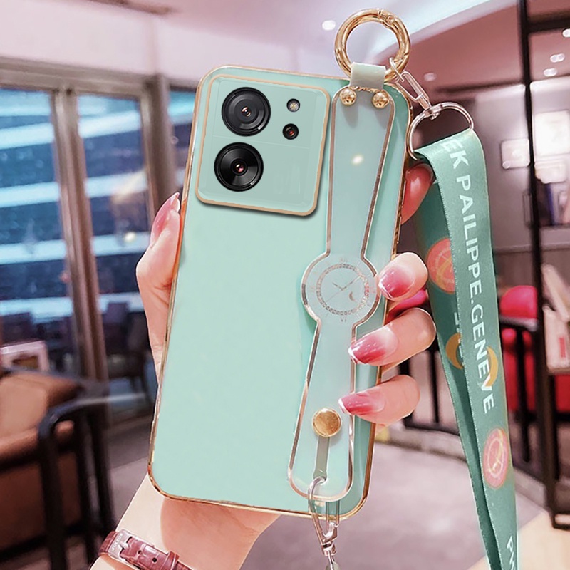 เคส Xiaomi 13T 13T Pro 6D สายรัดข้อมือเคสโทรศัพท์พร้อมสายคล้องไหล่แบบยาวกระเป๋าสะพายข้างพร้อมตัวป้องกันกล้อง