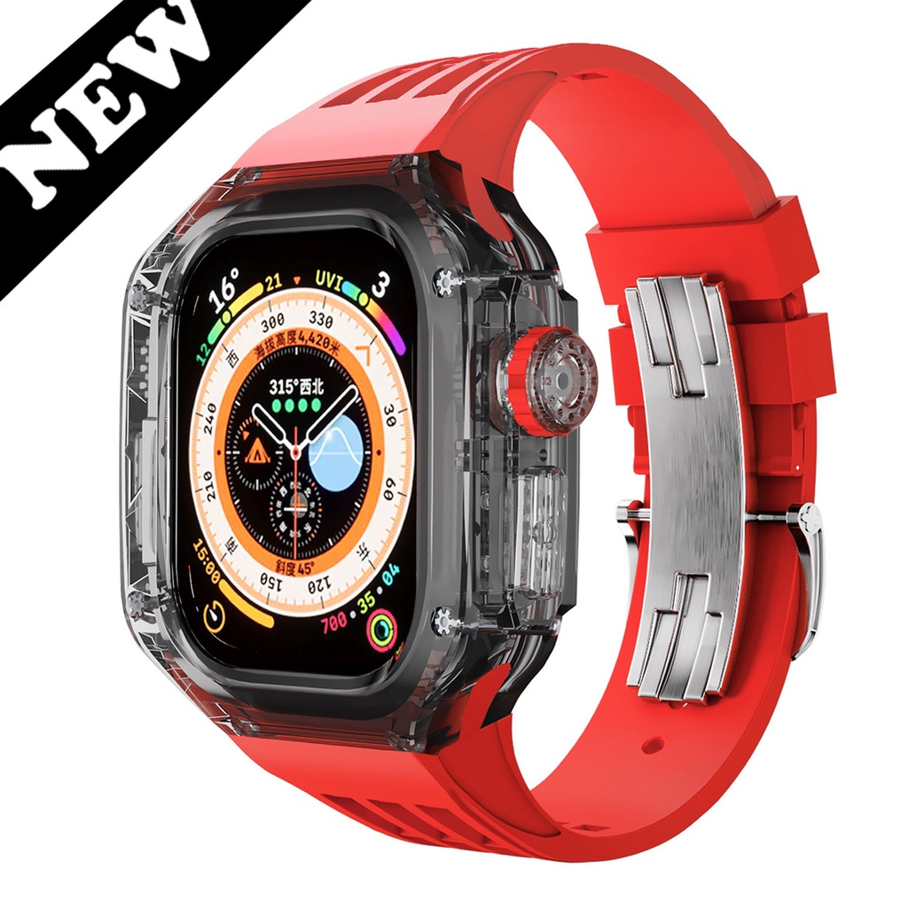 สายนาฬิกาข้อมือ สเตนเลสใส หรูหรา สําหรับ Apple Watch Ultra 49 มม. 45 มม. 44 มม. iWatch 9 8 7 6 5 4 DIY