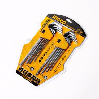 INGCO ชุดประแจแอล หกเหลี่ยม/หัวจีบ (Torx) 18 ชิ้น ยาวพิเศษ ร…