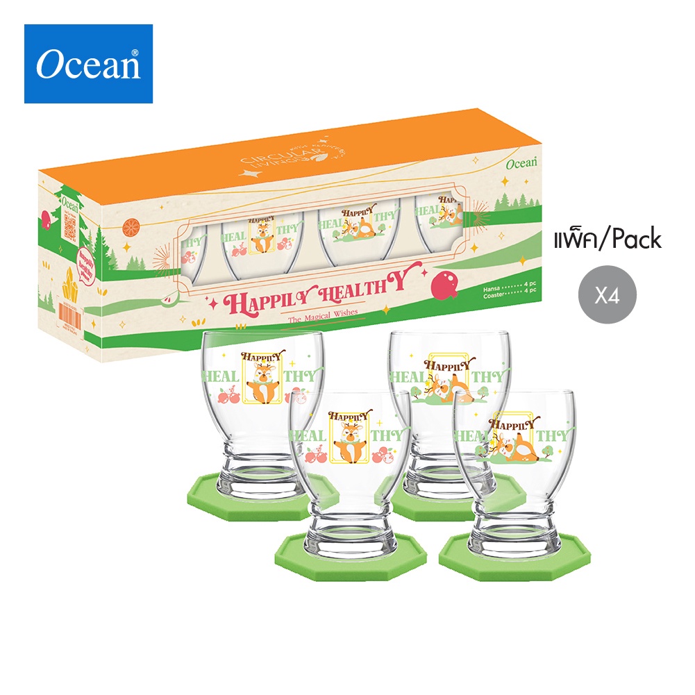 Ocean - ชุดของขวัญ แก้วน้ำและที่รองแก้ว The Magical Wishes Drinking Set 300 ML - Deer Destiny (pack of 4)