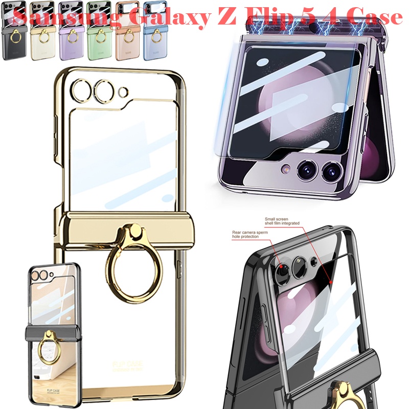 Ready ใหม่เคสใสสําหรับ Samsung Galaxy Z Flip 6 Flip 5 เคสโทรศัพท์พร้อมแหวน Flip5 Flip4 แม่เหล็กดูดบานพับป้องกันกรณีพร้อมขาตั้ง Z 5 Z 4 [คลังสินค้าพร้อม] ราคา ถูกที่สุด ดีลบีเคเค แกลเลอรีภาพที่ 2