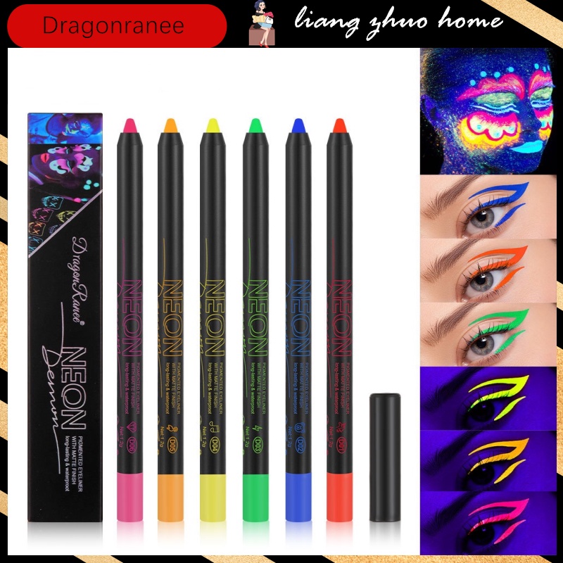 Dragon Ranee อายไลเนอร์เจล เรืองแสง สีฟ้า กันน้ํา แสง UV นีออน ปากกา สีเหลือง สีเขียวกุหลาบ ฮาโลวีน ตาแต่งหน้า อายไลเนอร์