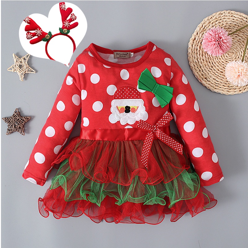 Nnjxd เด็กผู้หญิง ชุดคริสต์มาส เด็กผู้หญิง ลายซานตาคลอส ชุดตูตู คริสต์มาส คอสเพลย์ เสื้อผ้า สําหรับเด็กผู้หญิง