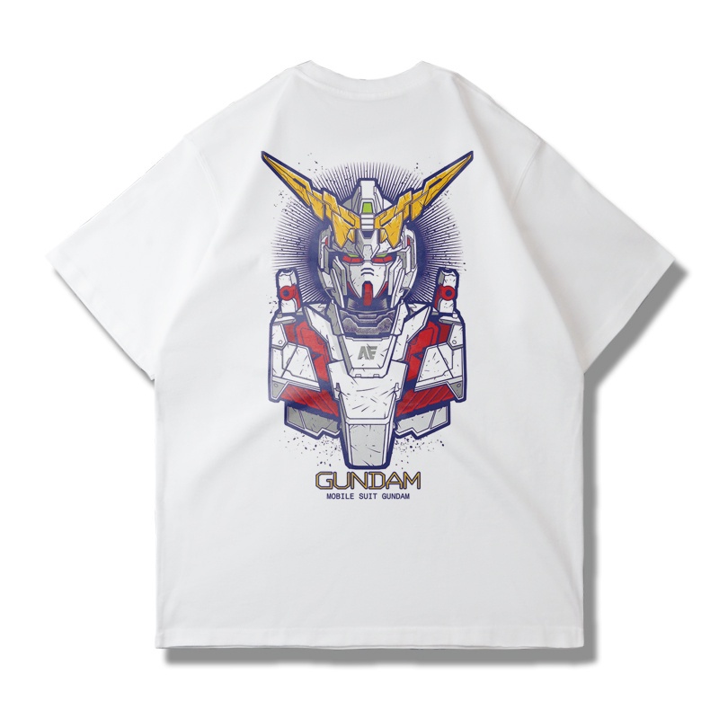 ร่ำรวย สี ใหม่ญี่ปุ่น Gundam ข้อต่อ GUNDAM เสื้อยืดแขนสั้นผ้าฝ้ายอะนิเมะสีขาว เสื้อคู่