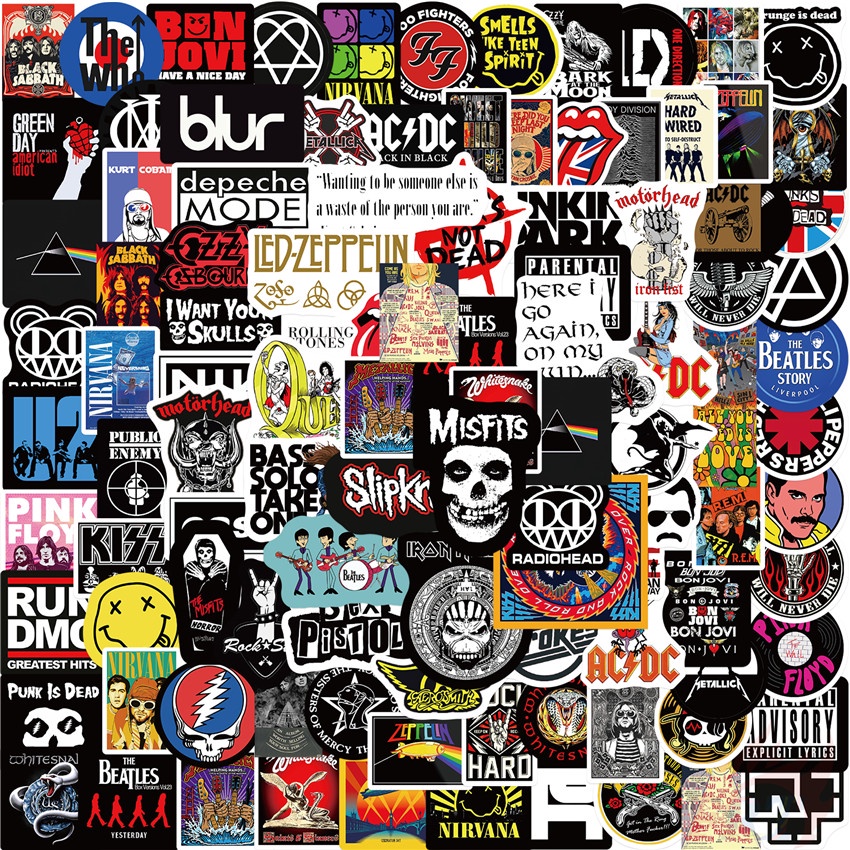 100Pcs/Set ❉ Mixed Rock Band . Rock'n'Roll Art Series 02 Stickers ❉ Waterproof DIY Fashion Decals Doodle Stickers