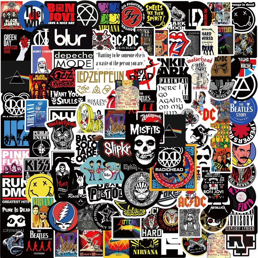100Pcs/Set ❉ Mixed Rock Band . Rock'n'Roll Art Series 02 Stickers ❉ Waterproof DIY Fashion Decals Doodle Stickers
