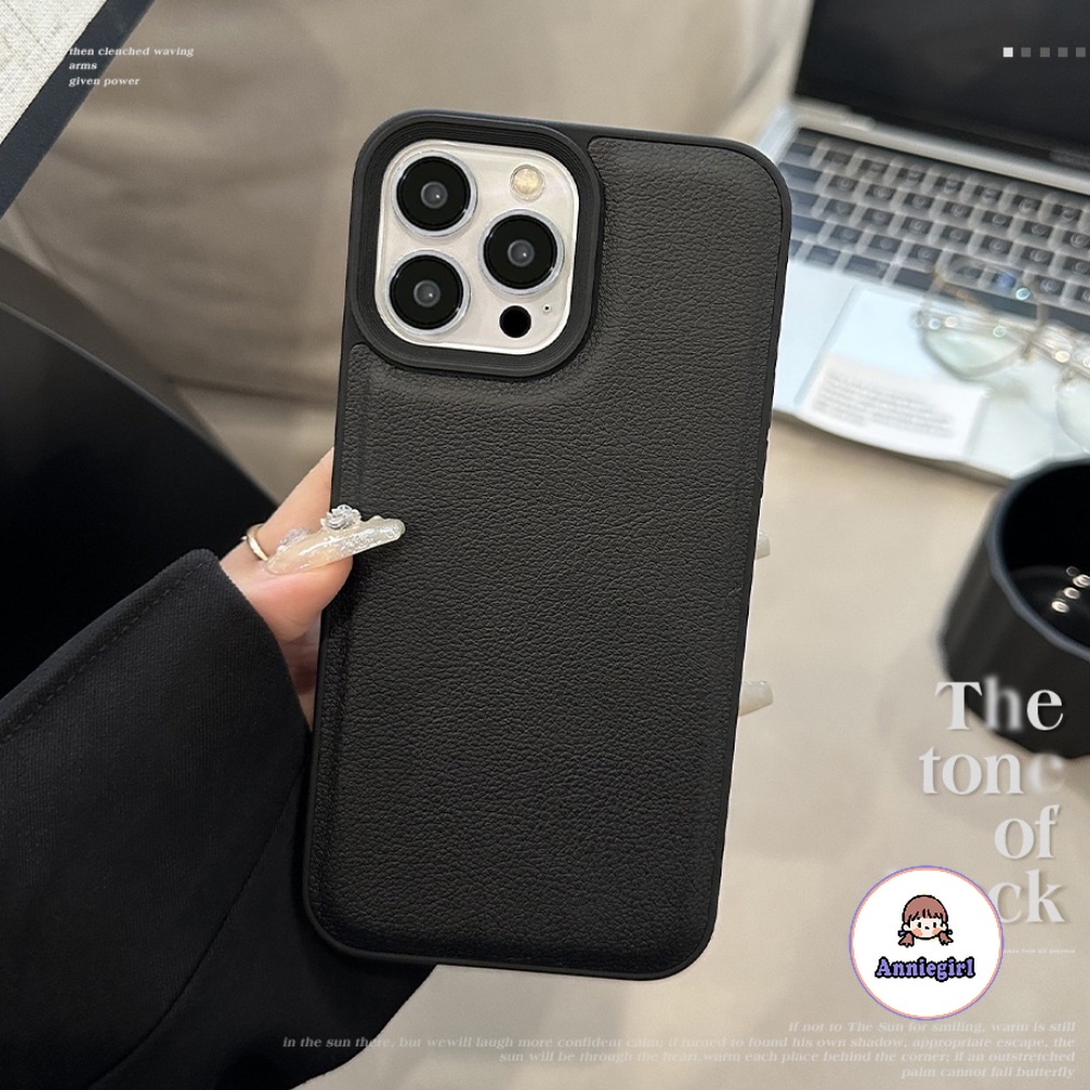 หรูหราหนังสีดําสําหรับiphone 11 16 15 Pro Max 16plus 14 12 13 ProMaxสกปรกทนซิลิโคนนุ่มโทรศัพท์ปกหลัง