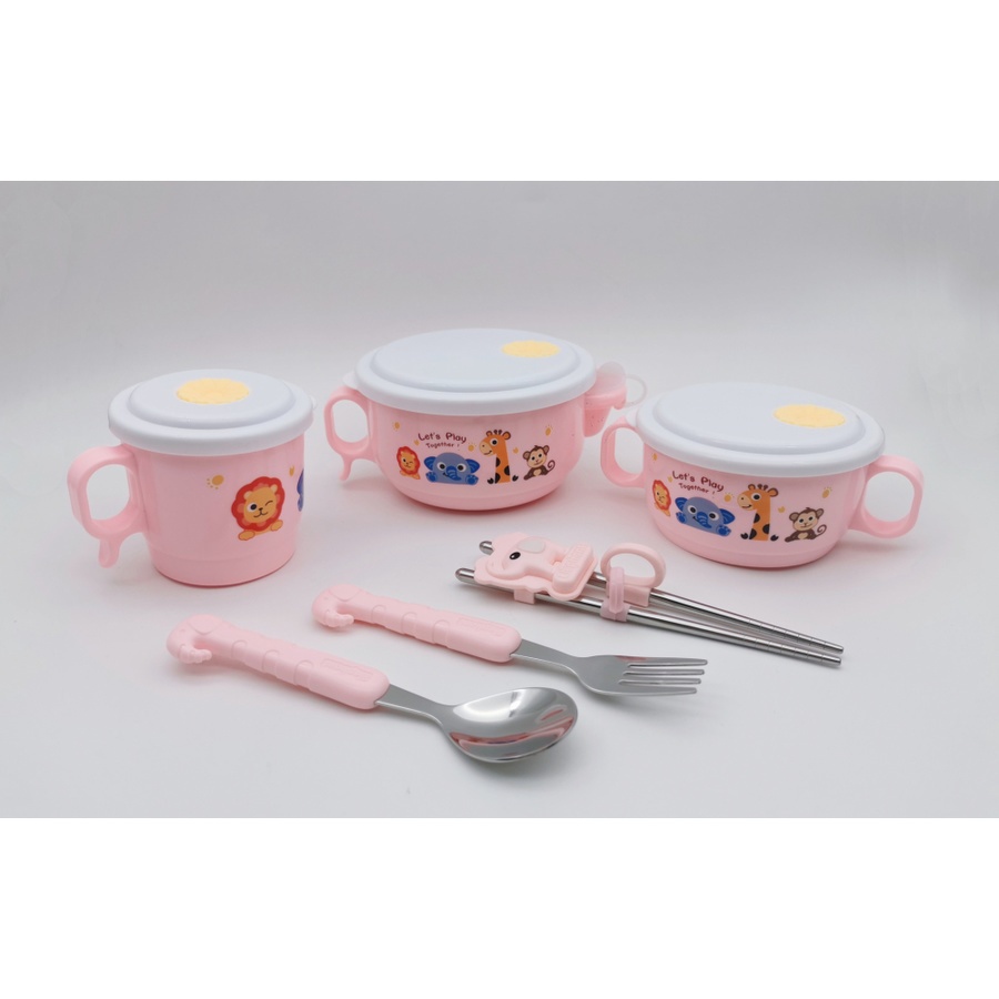 LOCAL789-NIBIRU ชุดจานชามเด็ก 6 ชิ้น OPPA-PK สีชมพู ร้านอยู่ในไทย