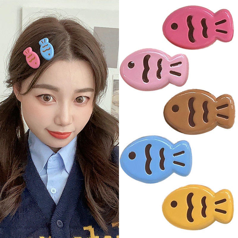 กิ๊บติดผม ลายการ์ตูนปลาน่ารัก ขนาดเล็ก สีสันสดใส แบบเรียบง่าย สไตล์ญี่ปุ่น และเกาหลี