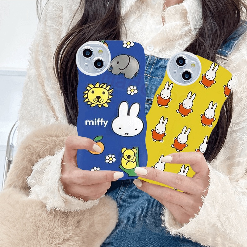 เคส Cute Wavy Edge Miffy OPPO Reno 10 Pro 8T 8 7 6 5 4 F 5F 4F 8Z 7Z Reno8 Reno7 Z Reno8Z Reno7Z Reno6 Reno5 Reno5F Reno4 Reno4F 4G 5G A76 A96 A57 A39 2016 A77 A16K A16E A16 A16S Fine Hole Lens Protection Clear Phone Case easter bunny Cover BW 97