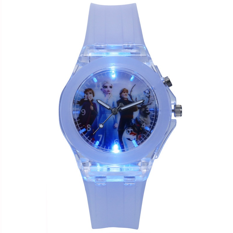 นาฬิกาข้อมือดิจิทัล มีไฟ LED ลายเจ้าหญิงเอลซ่า โฟรเซ่น สีสันสดใส สําหรับเด็กนักเรียนผู้ชาย และเด็กผู้หญิง
