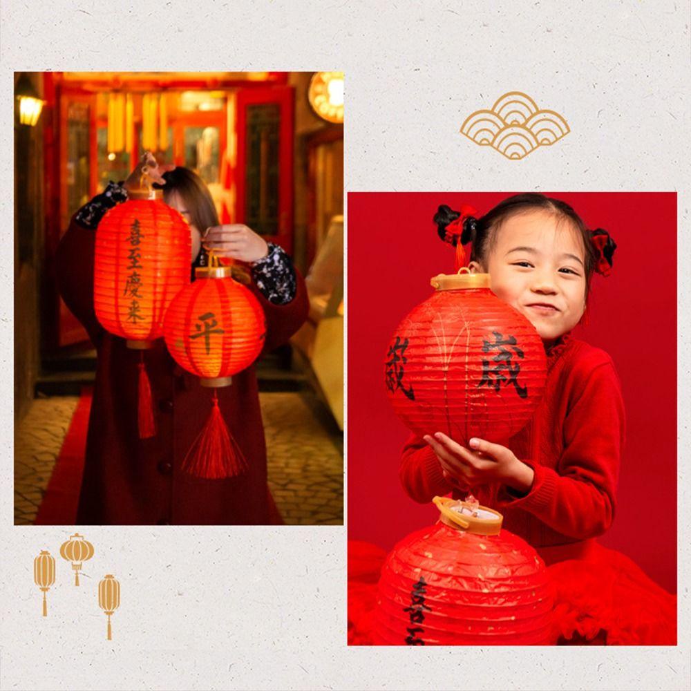 สัปดาห์ โคมไฟจีนวัสดุ ทําเอง ที่มีแสงพร้อมที่จับตกแต่งโคมไฟปีใหม่,ทําด้วยมือโบราณโชคดีพรรคส่องสว่างโคมไฟเรืองแสงเด็กของขวัญ - รูปที่ 6