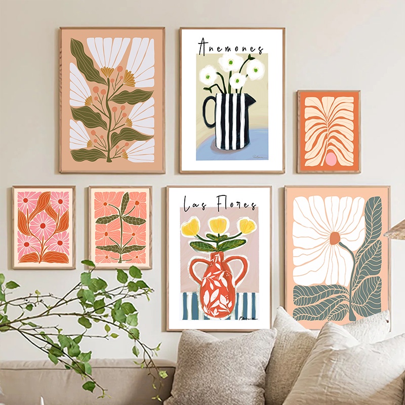 ดอกไม้ทะเลที่มีสีสันรูปร่างดอกไม้ตลาดโปสเตอร์ Nordic บทคัดย่อ Wall Art ภาพวาดผ้าใบพิมพ์ภาพสําหรับห้องนั่งเล่นตกแต่ง