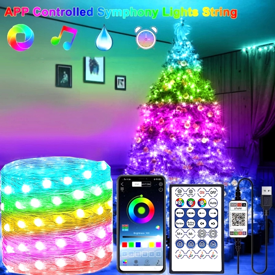 Usb RGB ไฟ Led Strip เพลงกระโจมน้ําไหลไฟหายใจ RGB เปลี่ยนไฟ Led นีออนแถบบลูทูธสมาร์ท APP ควบคุมแสงพื้นหลังทีวีคริสต์มาส Lightin