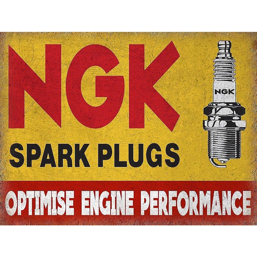 Ngk Spark Plugs Sign Retro โลหะอลูมิเนียมป้ายดีบุก Vintage Bus Shed Man Cave ป้ายดีบุก 7.8x11.8 นิ้ว