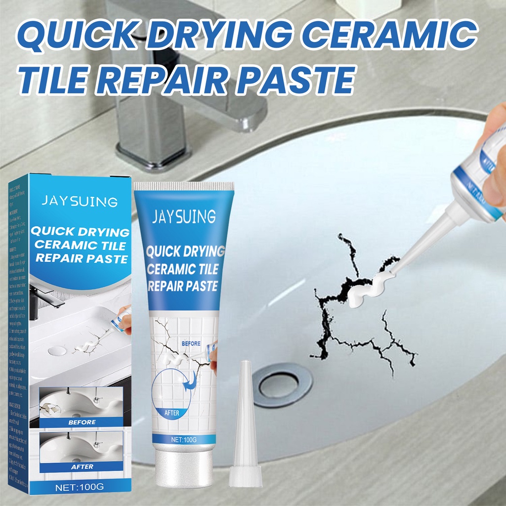 Abby 100g กระเบื้องซ่อมวางซ่อม AB กาวเซรามิค Crack Repairing Agent ชุดกาวห้องน้ําอ่างชั้น Wall Sink Vanity ซ่อมวาง