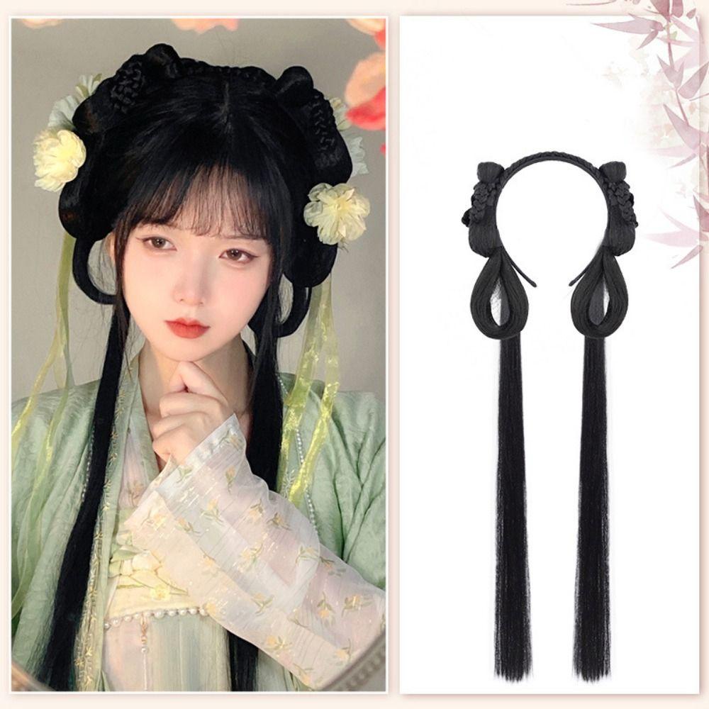 Jeremy1 ที่คาดผม วิกผมยาว สังเคราะห์ สไตล์ฮั่นฝู จีนโบราณ แบบดั้งเดิม มองไม่เห็น สําหรับผู้หญิง - รูปที่ 6