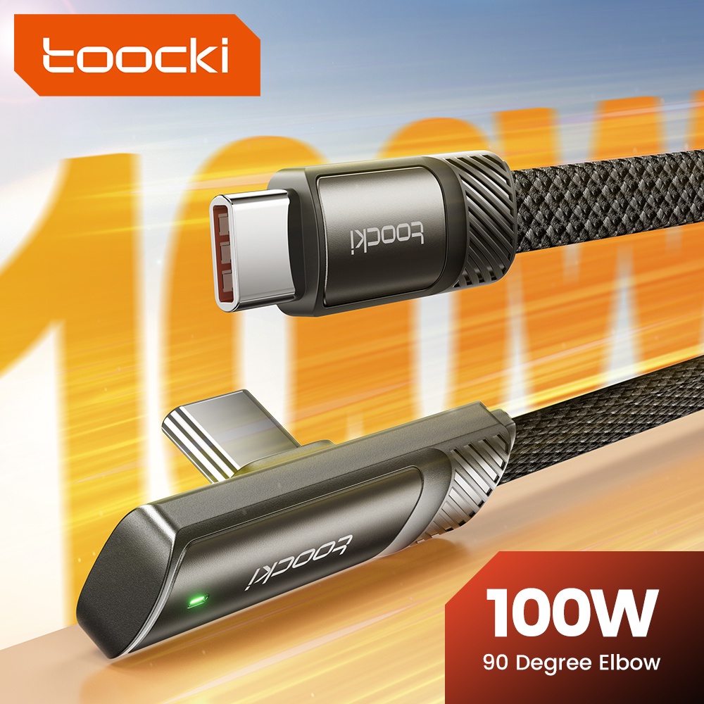 Toocki สายชาร์จ USB Type C เป็น Type C 90 องศา 100W ชาร์จเร็ว สําหรับเล่นเกม