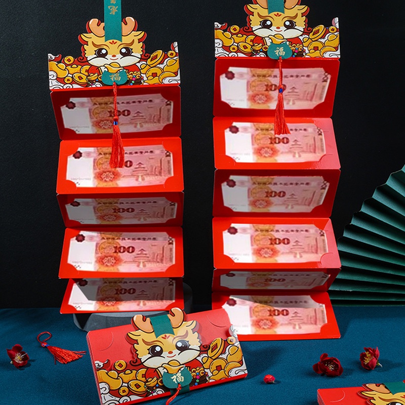 🧧พร้อมส่ง🧧2024ซองอั่งเปา ซองแดง ลายมงคล สไตล์จีน 6/10ช่องใส่การ์ด ปีใหม่2024 - รูปที่ 3