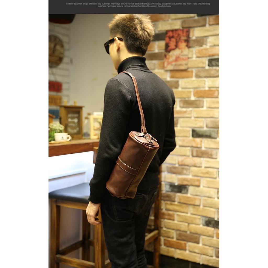 A.T.A กระเป๋าสะพายหลังหนัง Crazy Horse สไตล์เกาหลี รุ่นใหม่ สำหรับผู้ชาย แนววินเทจ - รูปที่ 7