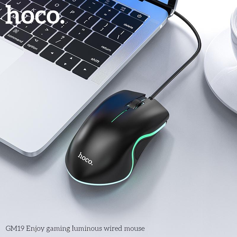 Hoco GM19 เมาส์เกมมิ่ง เมาส์RGB DPI 1000 เซนเซอร์แม่นยำ สายยาว1.4เมตร เมาส์ออปติคอล