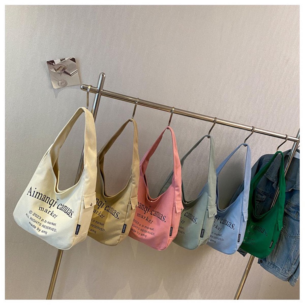 【พร้อมส่ง】miss bag fashion กระเป๋าผ้าสะพายข้างสะพายไหล่ ผ้าแคนวาสสำหรับผุ้หญิงสไตล์เกาหลี